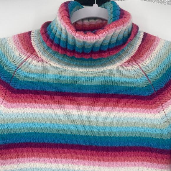 Vintage Y2K Gap Rainbow Stripe Turtleneck Sweater Sz XS Preppy Cozy Hong Kong - Picture 2 of 10